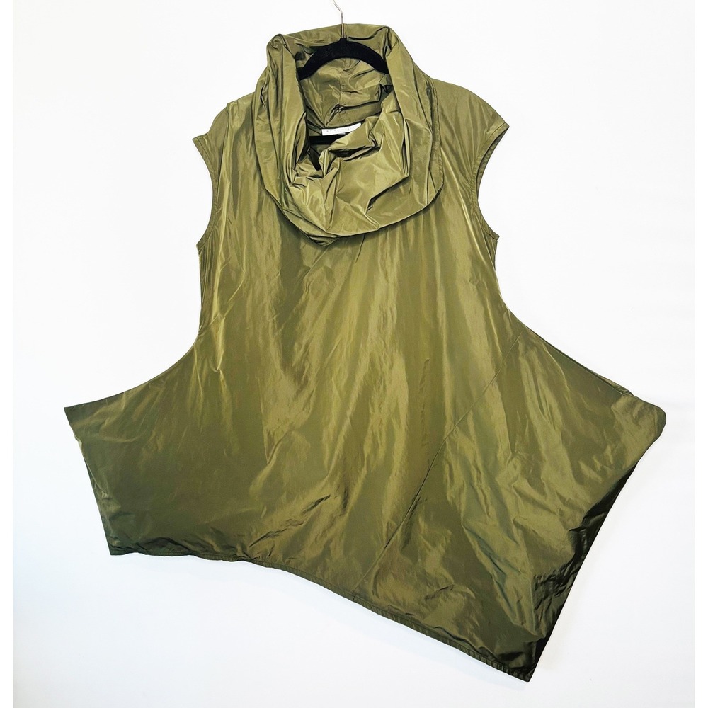 Bryn Walker Olive Green Noa Tunic Sleeveless Cowl Neck Asymmetrical Hem Size L - Picture 10 of 10